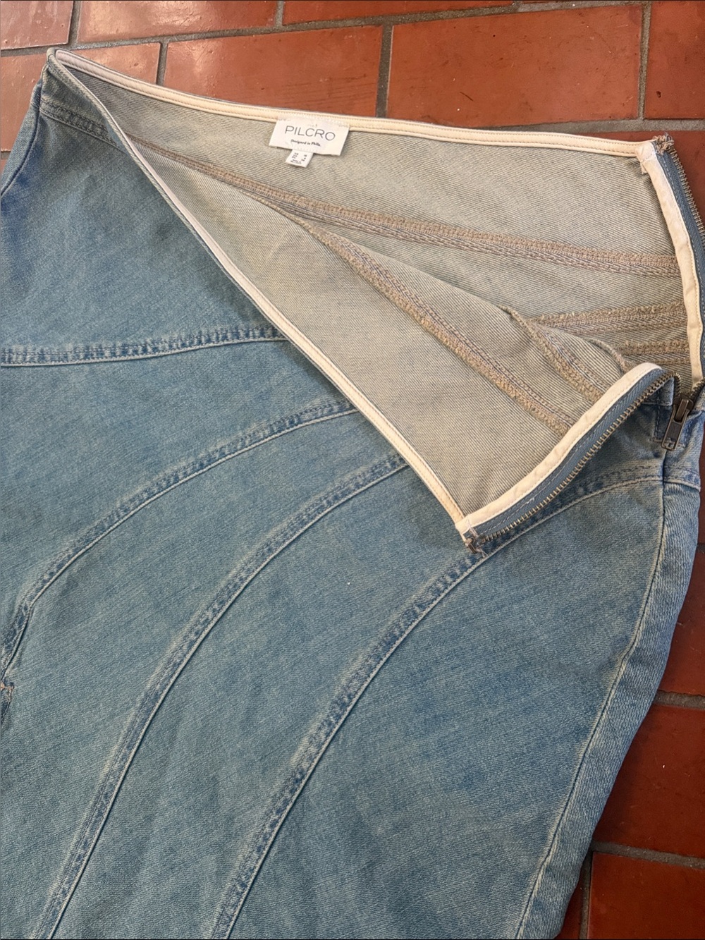 Blue Denim pilcro (Anthropologie)Midi Skirt with Front Slit, 10 super cute!! - Picture 2 of 8